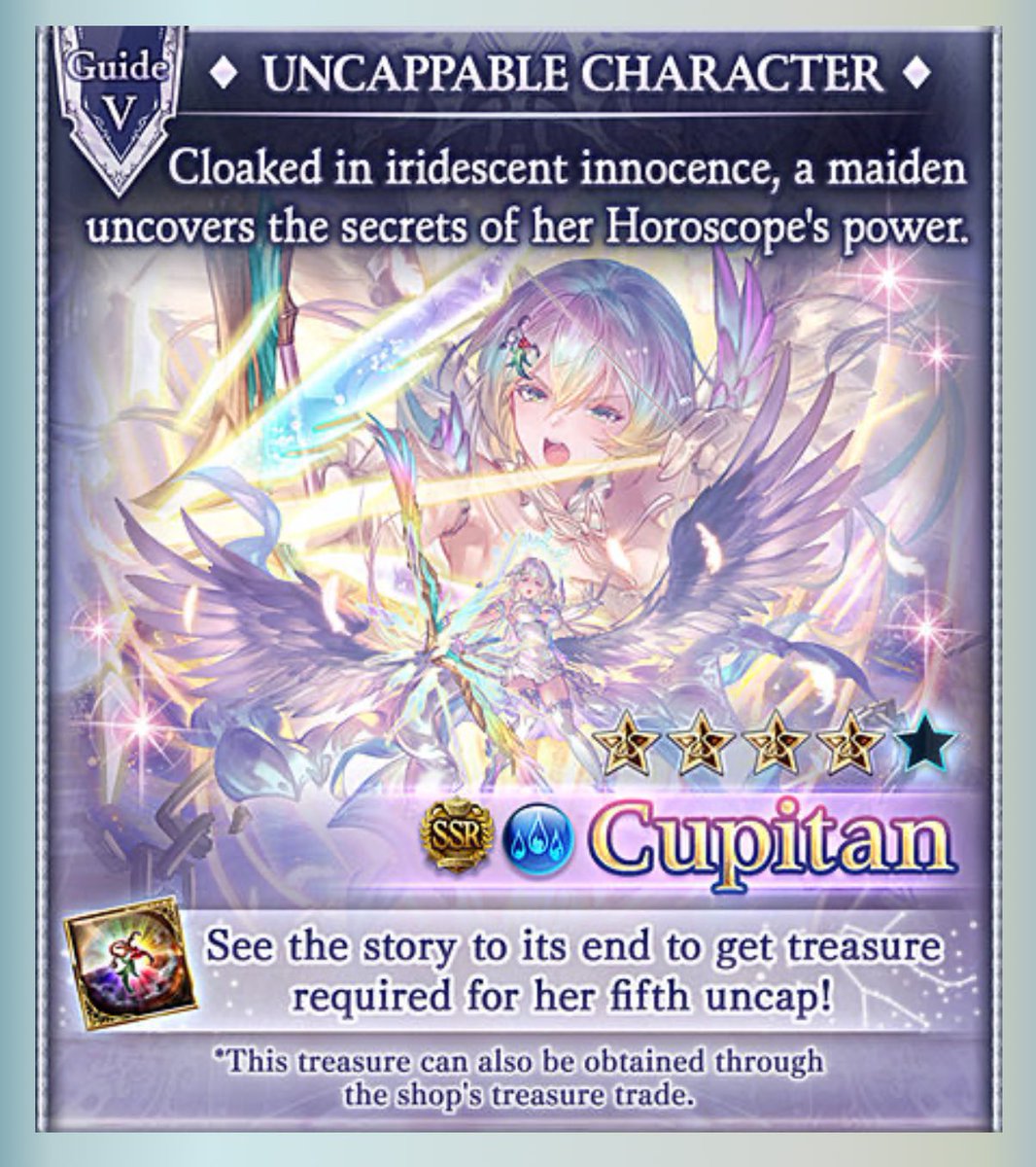 granblue_en's tweet photo. The preview for the Unbound Asterism  rerun confirms the 5* uncap for Cupitan! https://t.co/qENDeVXktw