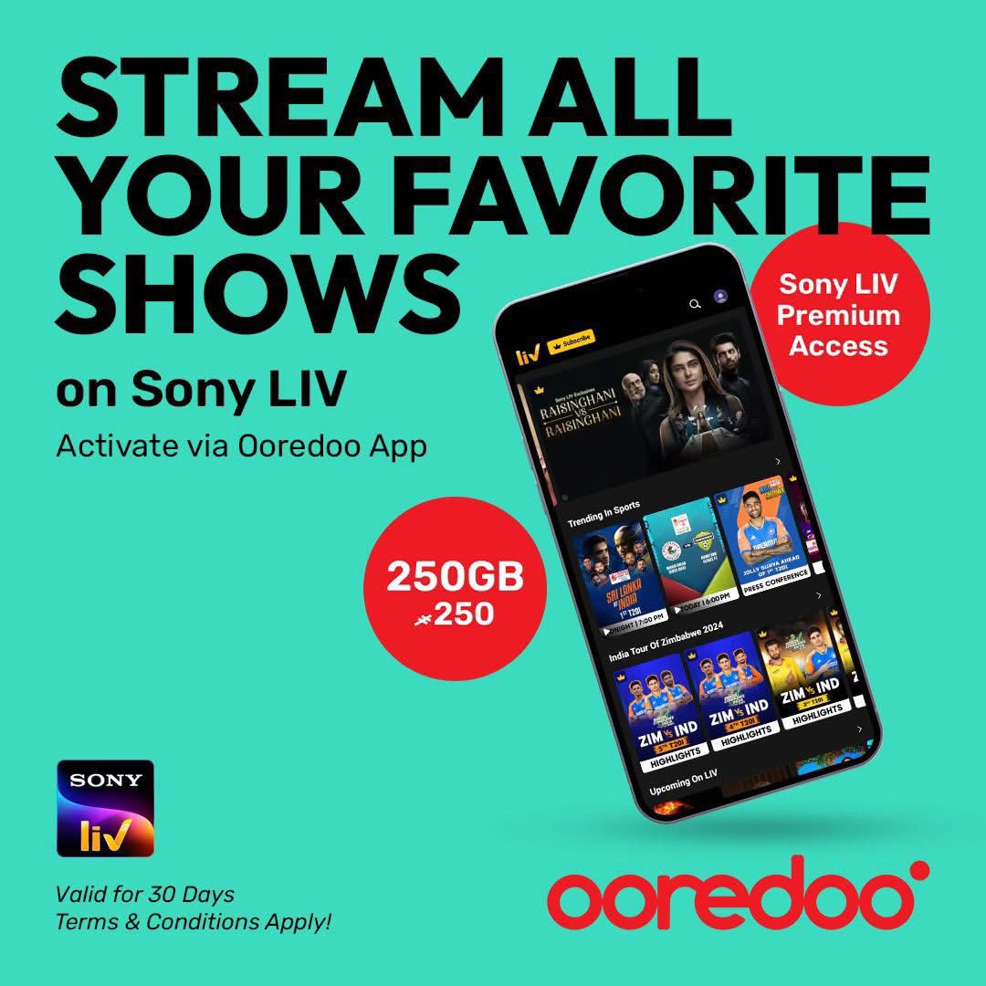 ✨ Stream all your favorite shows on Sony LIV! ✨ 

Enjoy 250GB for MVR 250 and get Sony LIV Premium Access for 30 days!  

For more info: ore.do/sonylivpack