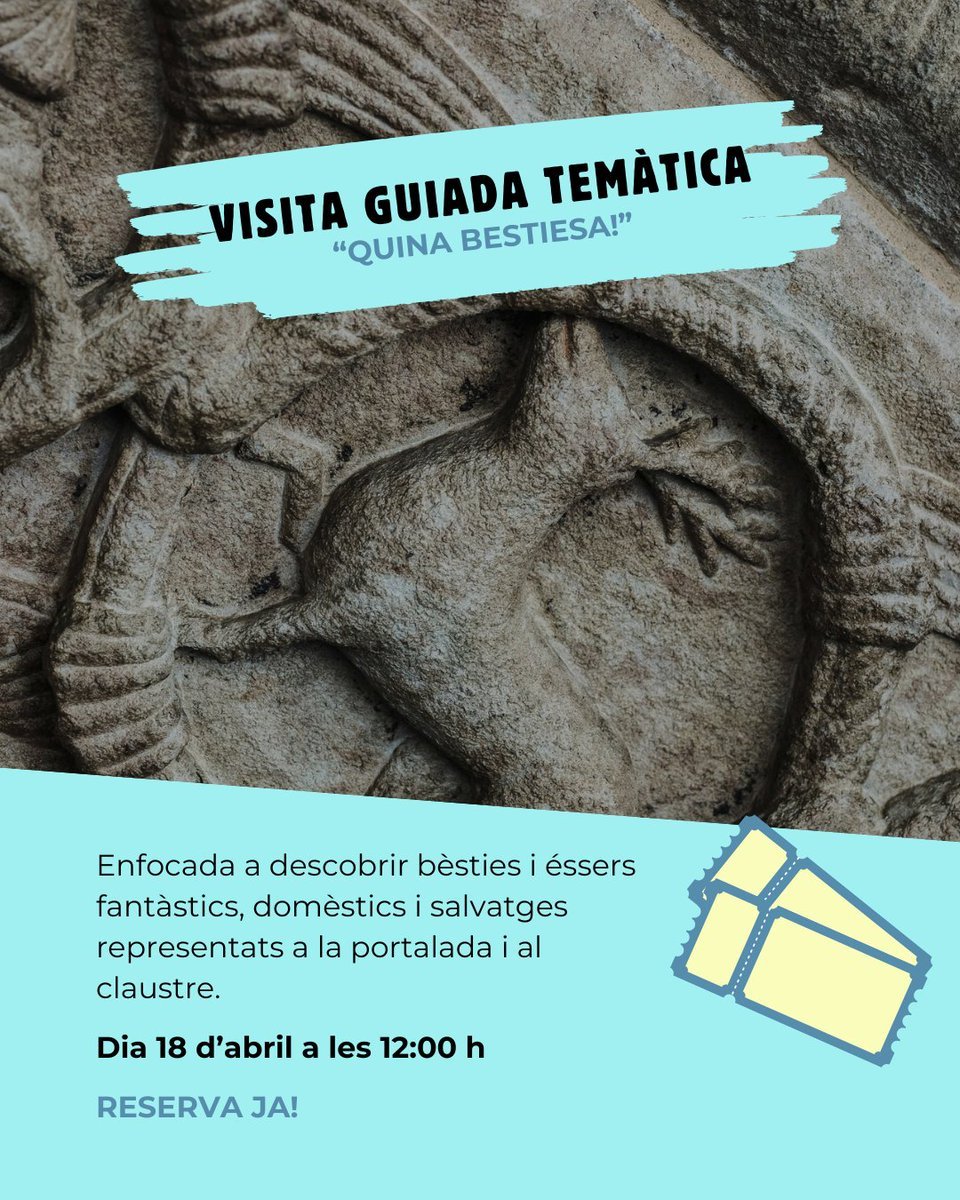 Monestir de Santa Maria de Ripoll (@monestir_ripoll) on Twitter photo 🐣 Aquesta Setmana Santa al Monestir de Ripoll
👧 “Les Llegendes del Monestir” – visita familiar per a nens/es fins a 10 anys (2 sessions)
🦄 “Quina Bestiesa!” – visita temàtica (1 sessió)
🎟️ Places limitades! Reserva
📧 informacio@monestirderipoll.cat
📞 972 70 42 03 🐣 Aquesta Setmana Santa al Monestir de Ripoll
👧 “Les Llegendes del Monestir” – visita familiar per a nens/es fins a 10 anys (2 sessions)
🦄 “Quina Bestiesa!” – visita temàtica (1 sessió)
🎟️ Places limitades! Reserva
📧 informacio@monestirderipoll.cat
📞 972 70 42 03