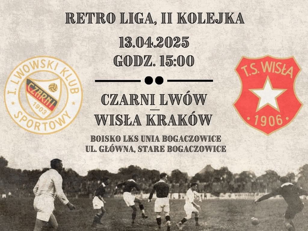 Historia Wisły (@historiawisly) on Twitter photo Już jutro o godz. 15:00 drużyna retro <a href="/WislaKrakowSA/">Wisła Kraków</a> zagra w Starych Bogaczowicach swój drugi mecz w ramach rozgrywek <a href="/RetroLiga/">RETRO LIGA</a>. Przeciwnikiem drużyny Krzysztofa Heretyka będzie zespół Czarnych Lwów.
Trzymajcie kciuki! 🤠 Już jutro o godz. 15:00 drużyna retro <a href="/WislaKrakowSA/">Wisła Kraków</a> zagra w Starych Bogaczowicach swój drugi mecz w ramach rozgrywek <a href="/RetroLiga/">RETRO LIGA</a>. Przeciwnikiem drużyny Krzysztofa Heretyka będzie zespół Czarnych Lwów.
Trzymajcie kciuki! 🤠