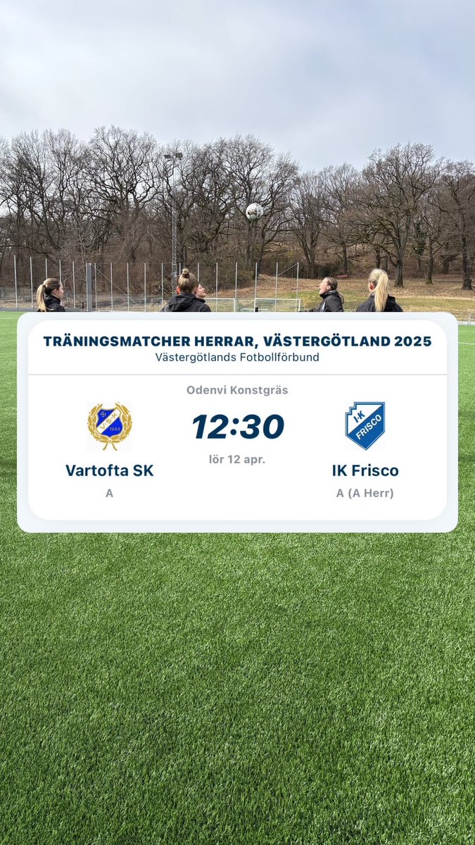 Dags för ny träningsmatch! ⚽️

12:30 avspark på Odenvis konstgräsmatta i strålande sol ☀️ LETS GO 👊