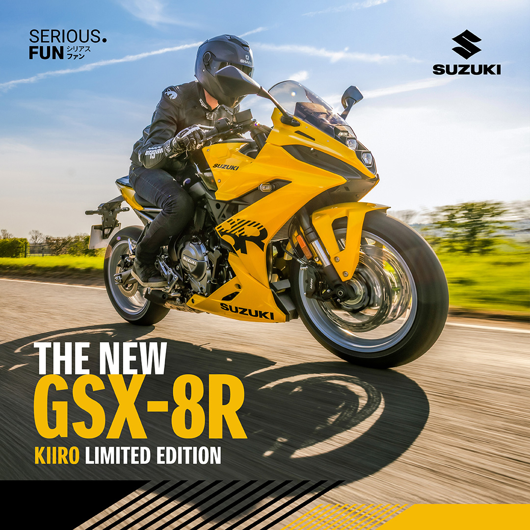 SuzukiBikesUK's tweet image. See the brand new GSX-8R Kiiro edition in the flesh at Super Sausage Café this weekend! 

#GSX8R #LimitedEdition #SeriousFun