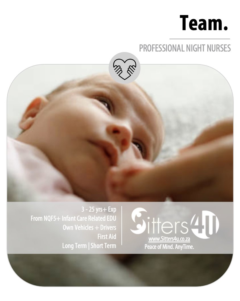 Book our #professional #nightnurses with #confidence. #Firstaid #certified, #vetted, and #experienced. 🌙
👉 sitters4u.co.za
#QualifiedCare #PeaceOfMind #placements #recruitment #childcareprofessionals