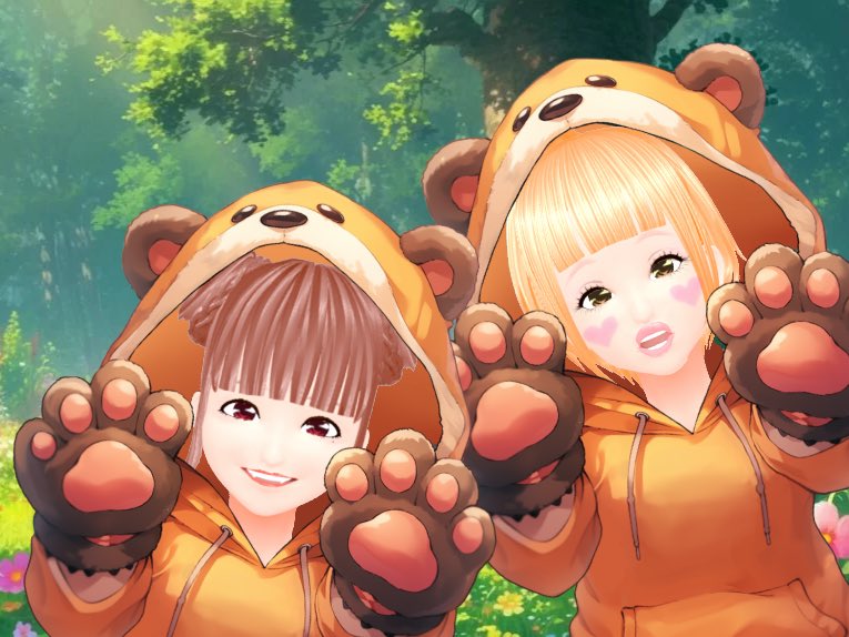 🐻クマ出没注意⚠️👀🐻

(ᐢ⸝⸝˙Ⱉ˙⸝⸝ᐢ)がおーッ　がるるぅ

🖼️背景ははるおさん🫶🏻🖼️
<a href="/haruo_design/">はるお@フリーの背景素材</a>