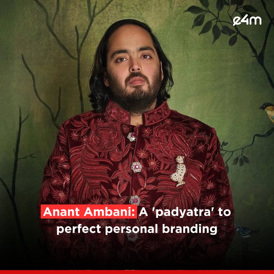 e4mtweets's tweet photo. Anant Ambani: A 'padyatra' to perfect personal branding. Positioned as the humane face of Ambani brand, Anant has a personal journey—shaped by resilience in the face of health challenges, making him more relatable than people of his economic stature.

Read the full story by Soumya Gawri : https://t.co/KxiJZ8zeXT

#AnantAmbani #PersonalBranding #BrandAmbani #MarketingMoves #e4m #LeadershipJourney #BrandStrategy #RelatableLeadership #NextGenLeaders #Padyatra