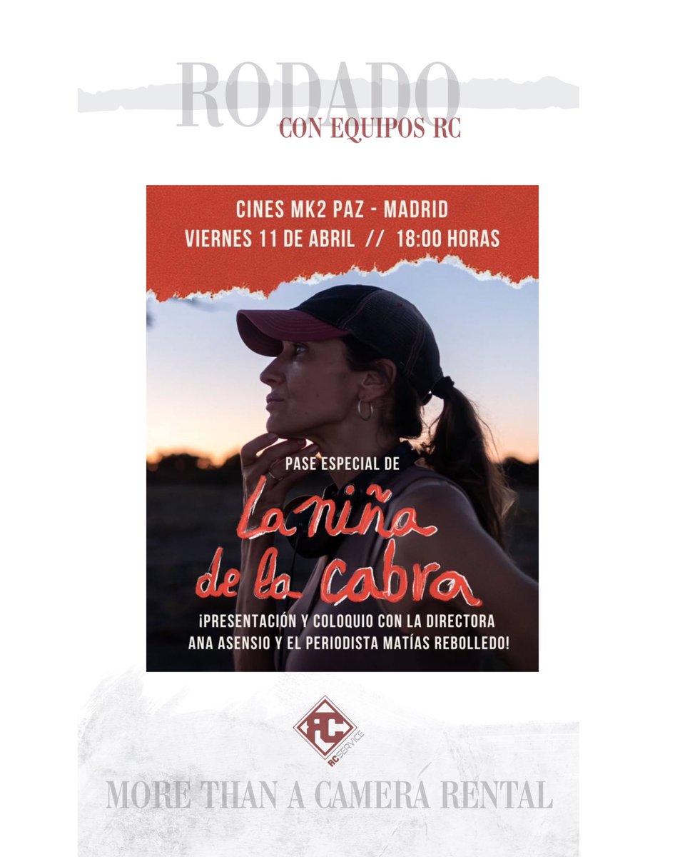 RCserviceSpain's tweet photo. 🎬 SE #ESTRENA : LA NIÑA DE LA CABRA de la directora Ana Asensio ‼️

👉🏽 En salas de España este 11 de abril con la presencia de la directora y su protagonista 👈🏽

Con la producción de @aquiyallifilms y @Avaloncine 

🎥 Película rodada con equipos @RCserviceSpain 

#estreno #cine https://t.co/GqaRQSCrpA