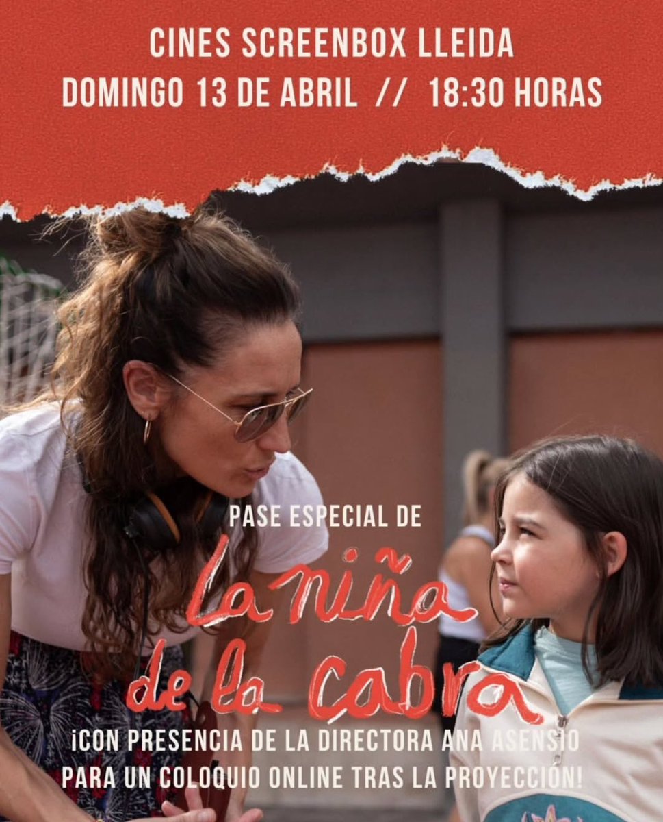 🎬 SE #ESTRENA : LA NIÑA DE LA CABRA de la directora Ana Asensio ‼️

👉🏽 En salas de España este 11 de abril con la presencia de la directora y su protagonista 👈🏽

Con la producción de <a href="/aquiyallifilms/">Aquí y Allí Films</a> y <a href="/Avaloncine/">Avalon</a> 

🎥 Película rodada con equipos <a href="/RCserviceSpain/">RCservice</a> 

#estreno #cine