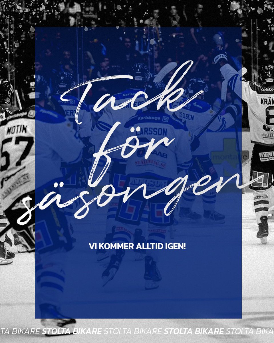 BIK_Karlskoga's tweet photo. Solen gick upp idag igen, även om tomheten är stor.

Nu slickar vi såren och hörs igen om några dagar när vi sparkar igång silly season.

Vi vill tacka alla BIKARE för en fin hockeysäsong.

BIK kommer alltid igen 🤍💙

#BIKKarlskoga #StoltaBIKARE https://t.co/8iJrHHOofz