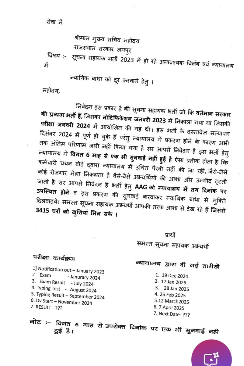 आज श्री गंगानगर के कुछ युवा साथियों ने सूचना सहायक भर्ती 2023  न्यायिक बाधा दूर करने की समस्या के समाधान के लिए हमसे संपर्क किया ओर युवाओं ने कहा मंत्री राज्यवर्धन सिंह राठौड़ जी को ओर राज्य सरकार को इस तरफ ध्यान देना चाहिए। 
<a href="/Ra_THORe/">Col Rajyavardhan Rathore</a> <a href="/BhajanlalBjp/">Bhajanlal Sharma</a> <a href="/RajCMO/">CMO Rajasthan</a>