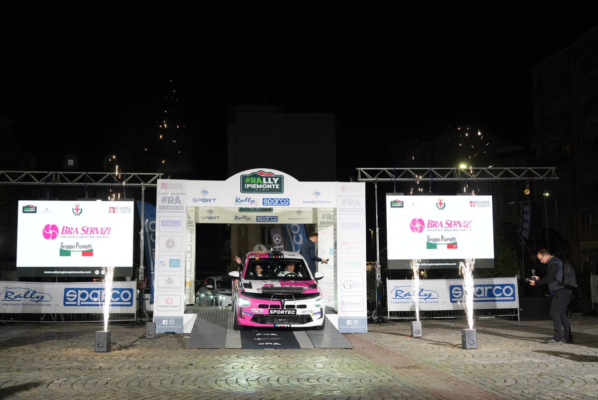 lancia_official's tweet photo. Lights on, engines roaring: #RallyRegionePiemonte starts with a night show full of racing energy and local vibes. 🔥

#Lancia #LanciaIsBack #NewLanciaYpsilon #YpsilonRally4HF https://t.co/jka2NQuRXe
