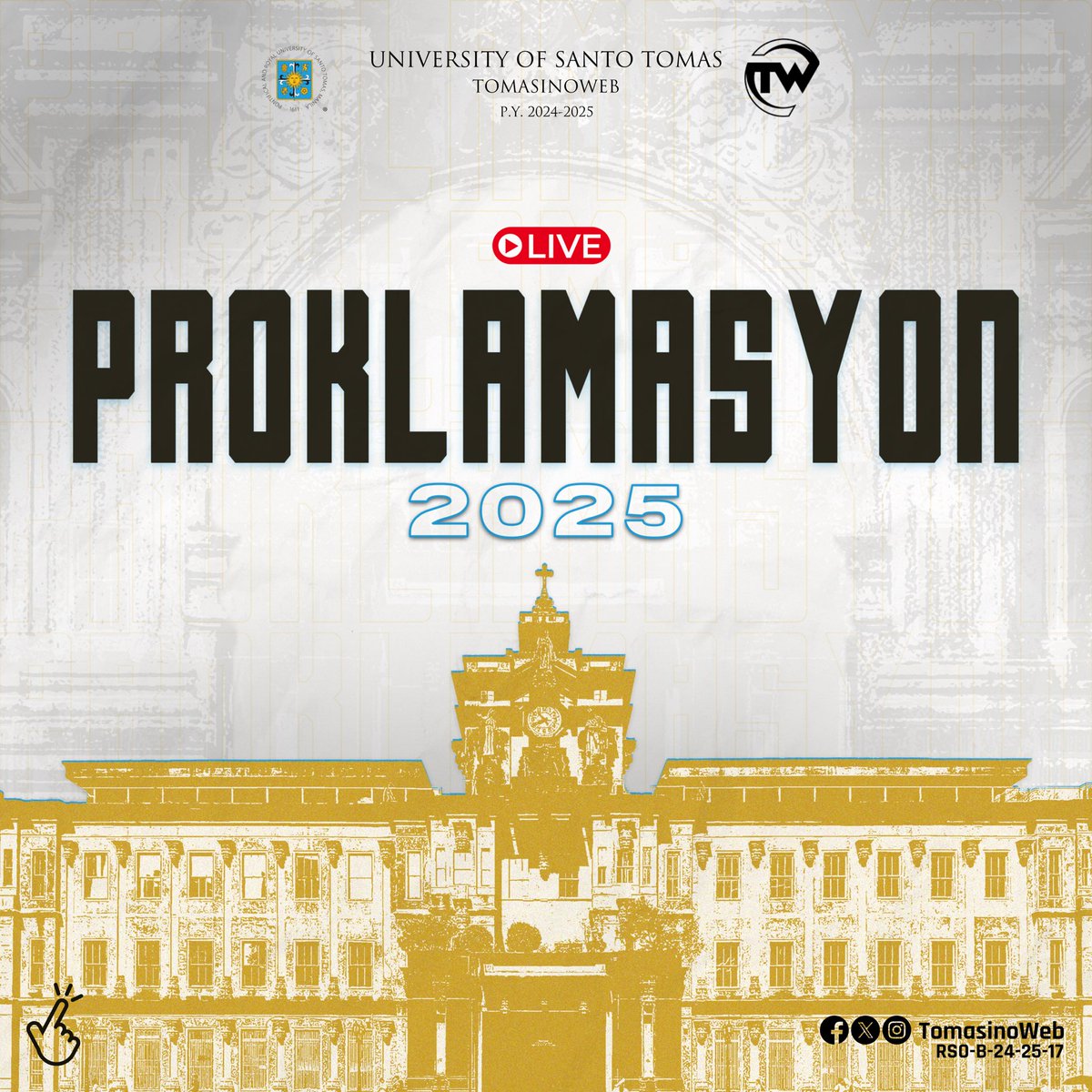 TomasinoWeb's tweet photo. The Thomasian community is set to have a new set of leaders.
Follow this thread for updates on the canvassing and proclamation of the new officers for the central and local student councils.
#TWRightClick
#Proklamasyon2025
#Halalan2025 https://t.co/W2SSOMGooe