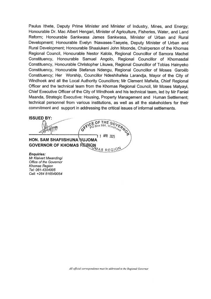 📌 📌📌 Upgrading and Formalising the Informal Settlements in Khomas Region!