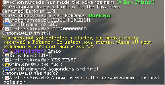 ArchonsArcade's tweet photo. I was on the #VScuffSMP and just captured my first pokemon... https://t.co/0SGqc2Rc96