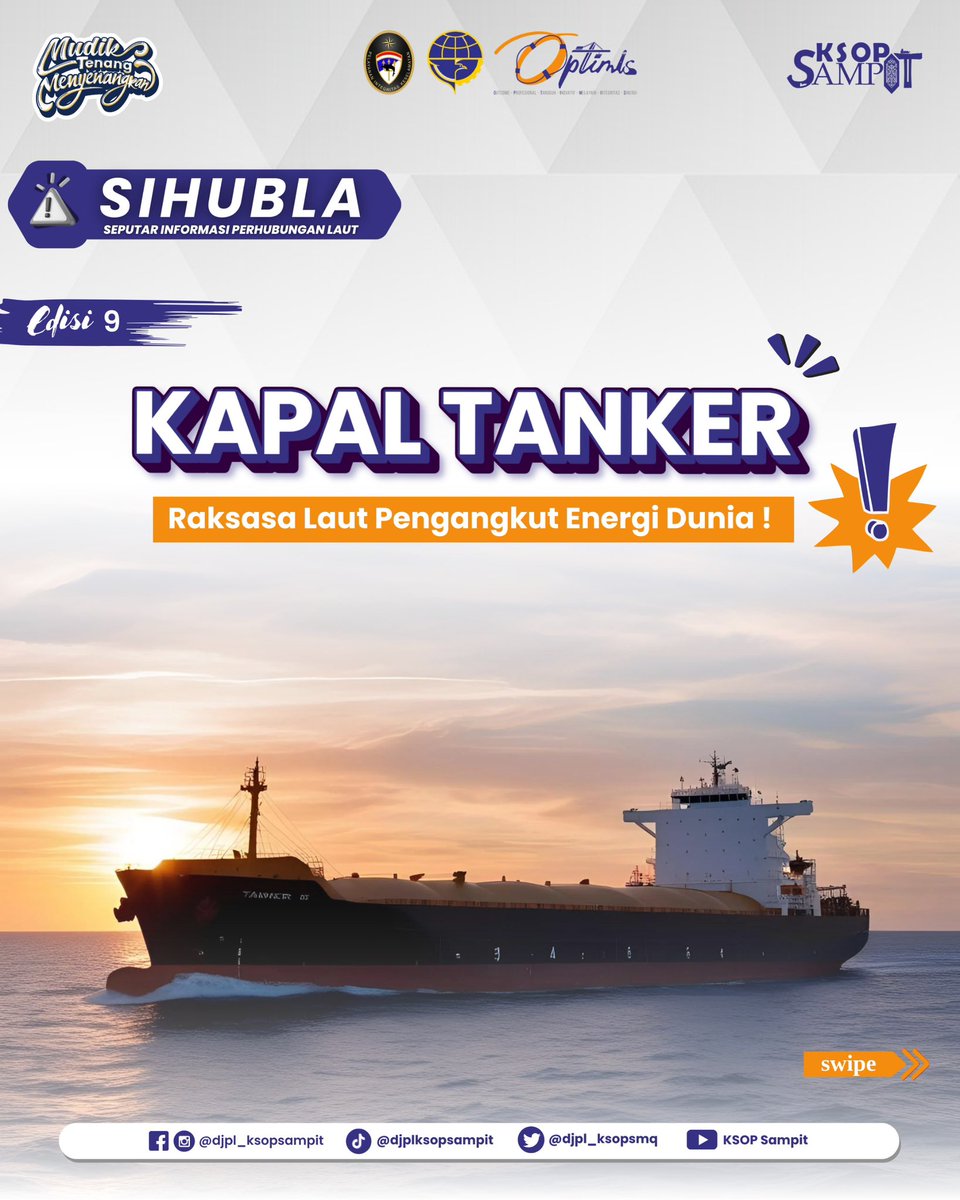 djpl_ksopsmq's tweet photo. Dikenal sebagai Raksasa laut, kapal tanker adalah jenis kapal khusus untuk mengangkut cairan dalam jumlah besar,
Mereka jadi kunci utama distribusi energi dunia.
#DJPL #DJPLKemenhub #DJPLKemenhub151 #LewatLaut #MenghubungkanIndonesia #KSOPSampit #Sihubla https://t.co/Q1Nzupgqnz