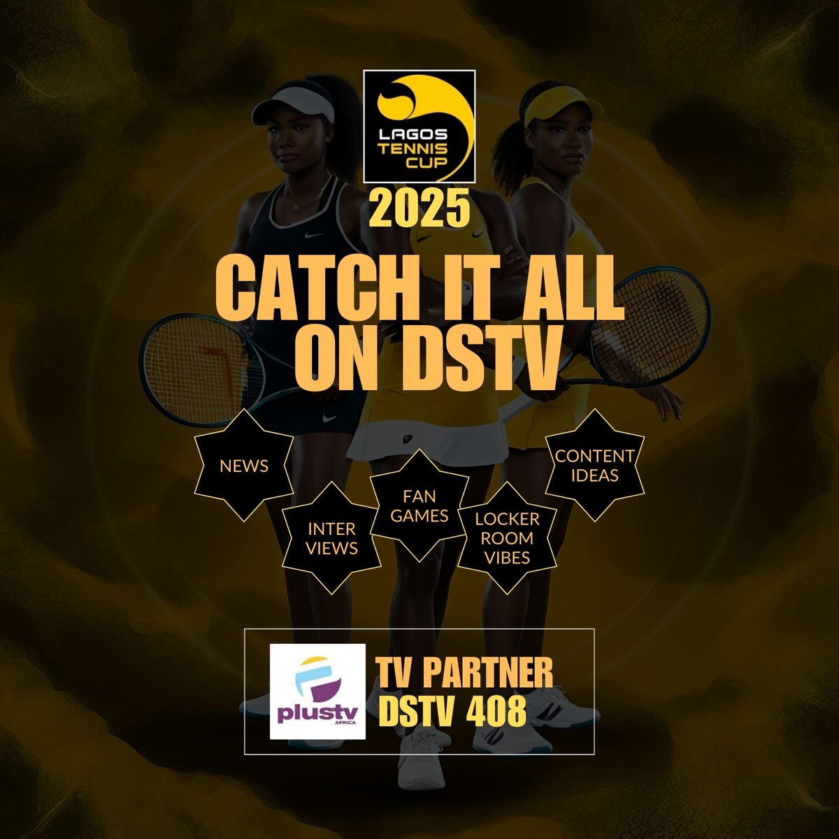 lagostenniscup's tweet photo. LAGOS TENNIS CUP ON DSTV!
Get served a great diet of the 2025 Lagos Tennis Cup daily on DSTV. Tune in for news, interviews, player stories, fun fan activities, and more @PlusTVAfrica @DStvNg Channel 408.
#LTCIII #LagosTennisCup https://t.co/ksqH03oWhT