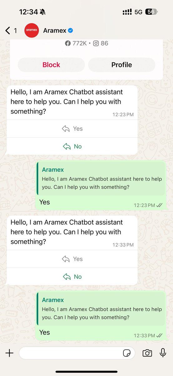 r_ow88's tweet photo. @Aramex CS is getting significantly worse! I’m unable to reach an agent to resolve my one-week delayed package. All I receive is a message asking me to message on WhatsApp, which doesn’t work, or the web chat that no one responds to. How can we get these issues resolved? https://t.co/jwEnBWVXeU