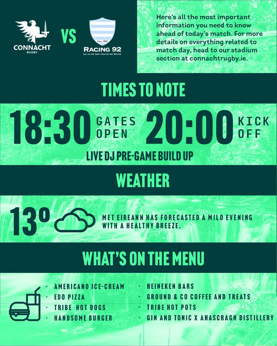 connachtrugby's tweet photo. βΉοΈ ahead of our Quarter Final meeting with @racing92 today at Dexcom Stadium.
#CONvRAC | #ChallengeCupRugby | ποΈ https://t.co/7PD1ex9RKd https://t.co/YiXsxOl2ub