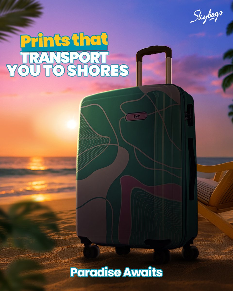 InSkybags's tweet photo. Golden hour got a tropical upgrade. Bold prints. Breezy vibes. Coming soon.
All set to #LeaveAnImprint?
#SkybagsLuggage #Paradise #Skybags #EscapeTheMundane #LeaveYourImprint #PrintedLuggage #ScratchFree #FreshVibrantPrints #VacationReady https://t.co/0pEfozh3cq