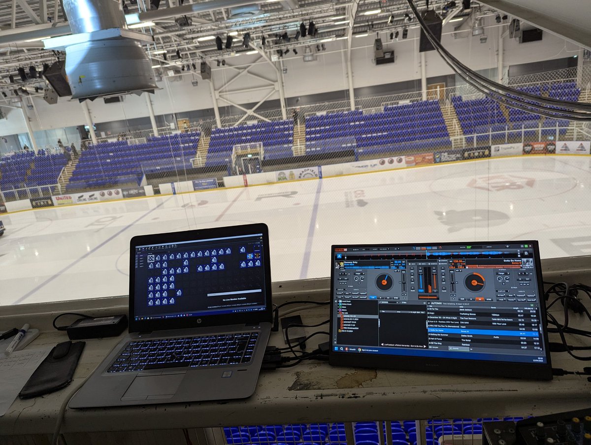 The office for this weekend for SteeCityShowdown. <a href="/EIHEvents/">England Ice Hockey Events Team</a> busy at work.