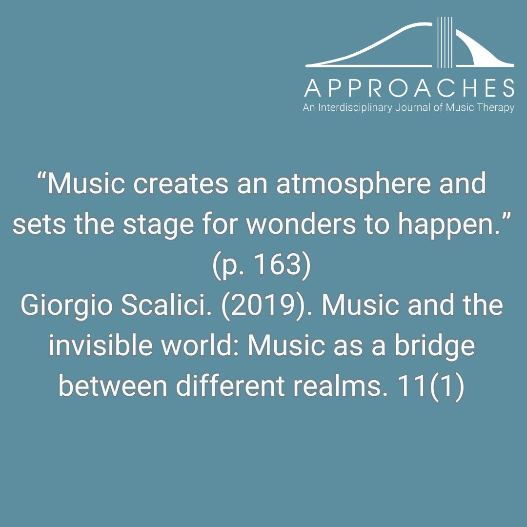 World Music Therapy Week 2025: Embracing the Transformative Power of Music!

Today, we're reminded of music's profound ability to bridge realms—connecting the seen and unseen, the conscious and subconscious. 

journals.qmu.ac.uk/approaches/art…

#ApproachesJournal #WorldMusicTherapyWeek