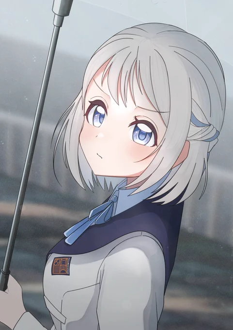 怒リーリヤ(元々怒らせた顔で描いてたんですが、うちの葛城さんは肩濡れたくらいで怒らないなって思って表情変更しました)#学マスFA#葛城リーリヤ 