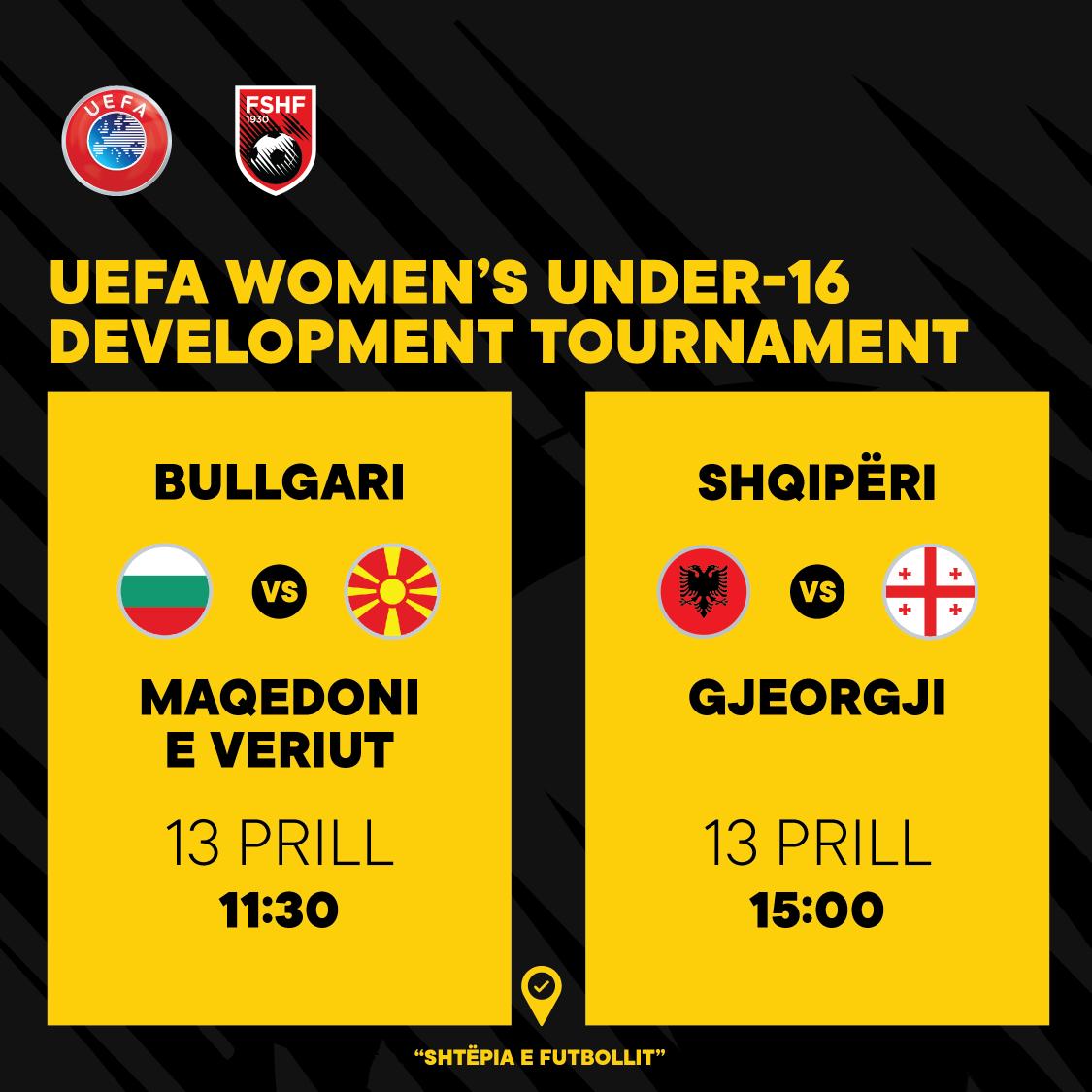 FSHForg's tweet photo. 🤩 "Shtëpia e Futbollit" është gati të mirëpresë ndeshjet e para të UEFA Women’s Under-16 Development Tournament
🇧🇬 Bullgari 🆚 Maqedoni e Veriut 🇲🇰
📆 13 prill, 11:30
🇦🇱 Shqipëri 🆚 Gjeorgji 🇬🇪
📆 13 prill, 15:00
#UEFADevelopment https://t.co/4wDS8mSOjl