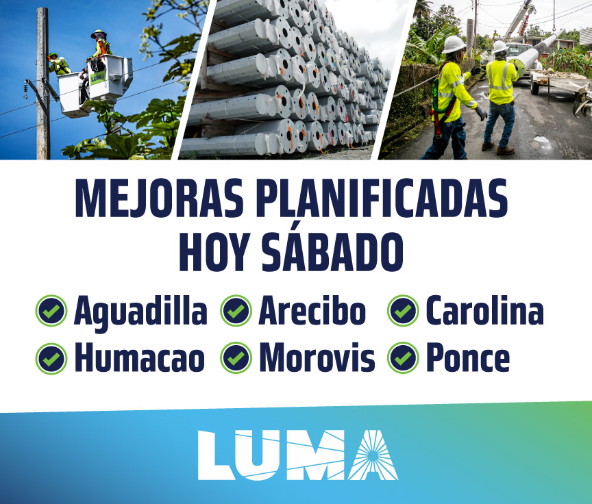 lumaenergypr's tweet photo. Conoce las mejoras planificadas para hoy sábado. 

Aquí puedes ver horarios aproximados y tipos de trabajos: https://t.co/JxbrlCKCq9 https://t.co/A2Kwq6OnCE