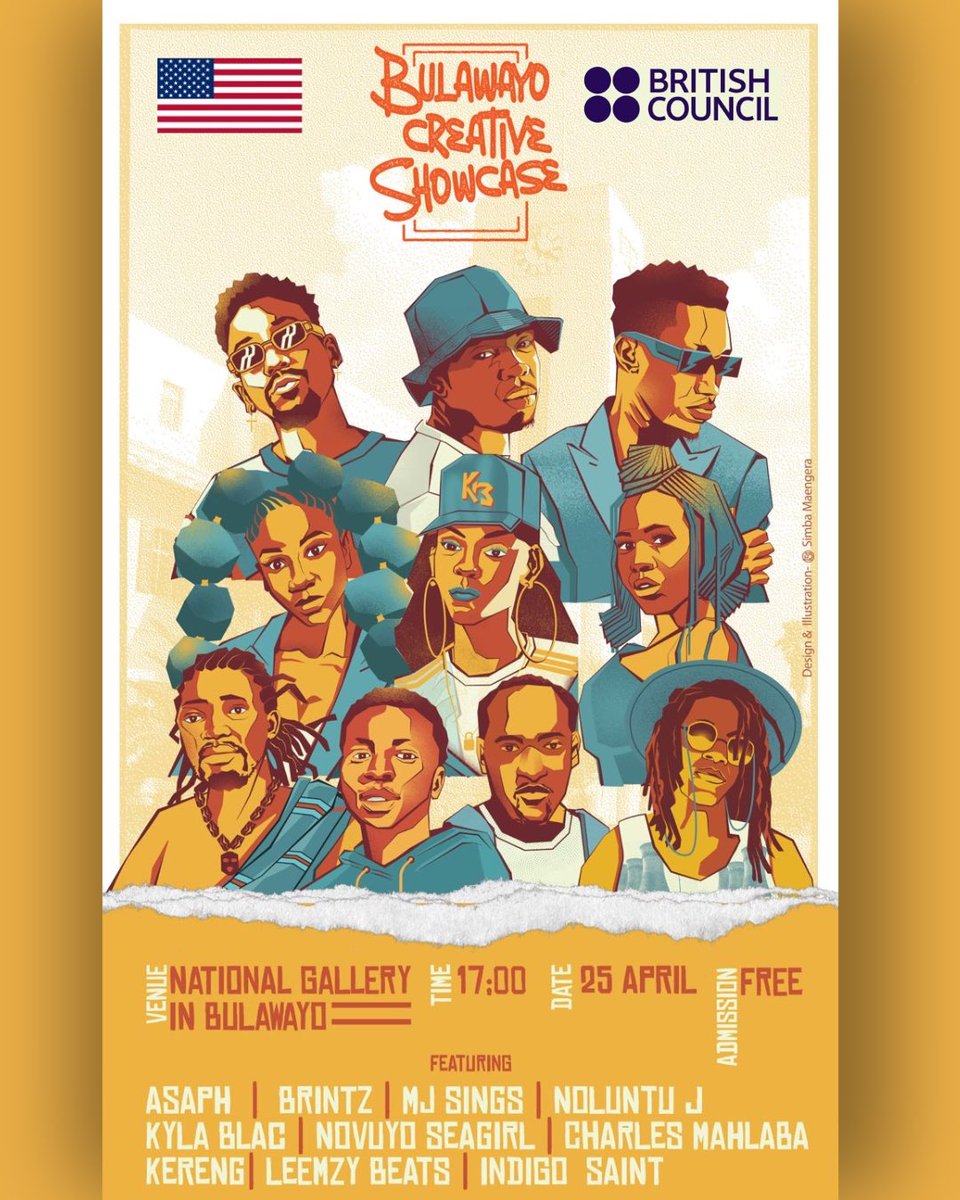 U.S. Embassy Zimbabwe (@usembzim) on Twitter photo 🎤🎶 Join us for an unforgettable night at the Bulawayo Creative Showcase featuring some of Bulawayo’s finest creatives including: Asaph, MJ Sings, Noluntu J, Brintz, Kyla Blag & more.. Don’t miss out on this event brought to you by <a href="/USEmbZim/">U.S. Embassy Harare</a> & <a href="/zwBritish/">British Council</a>!
📅 April 25 | 🕔 17:00 🎤🎶 Join us for an unforgettable night at the Bulawayo Creative Showcase featuring some of Bulawayo’s finest creatives including: Asaph, MJ Sings, Noluntu J, Brintz, Kyla Blag & more.. Don’t miss out on this event brought to you by <a href="/USEmbZim/">U.S. Embassy Harare</a> & <a href="/zwBritish/">British Council</a>!
📅 April 25 | 🕔 17:00