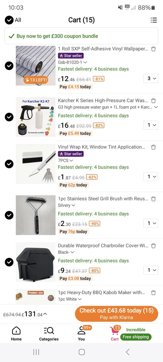 philwilson1982's tweet photo. @shoptemu my cart says £43.68 but when I go to pay it says £131.04 what's that all about ??? https://t.co/4FbwbxXG3Z
