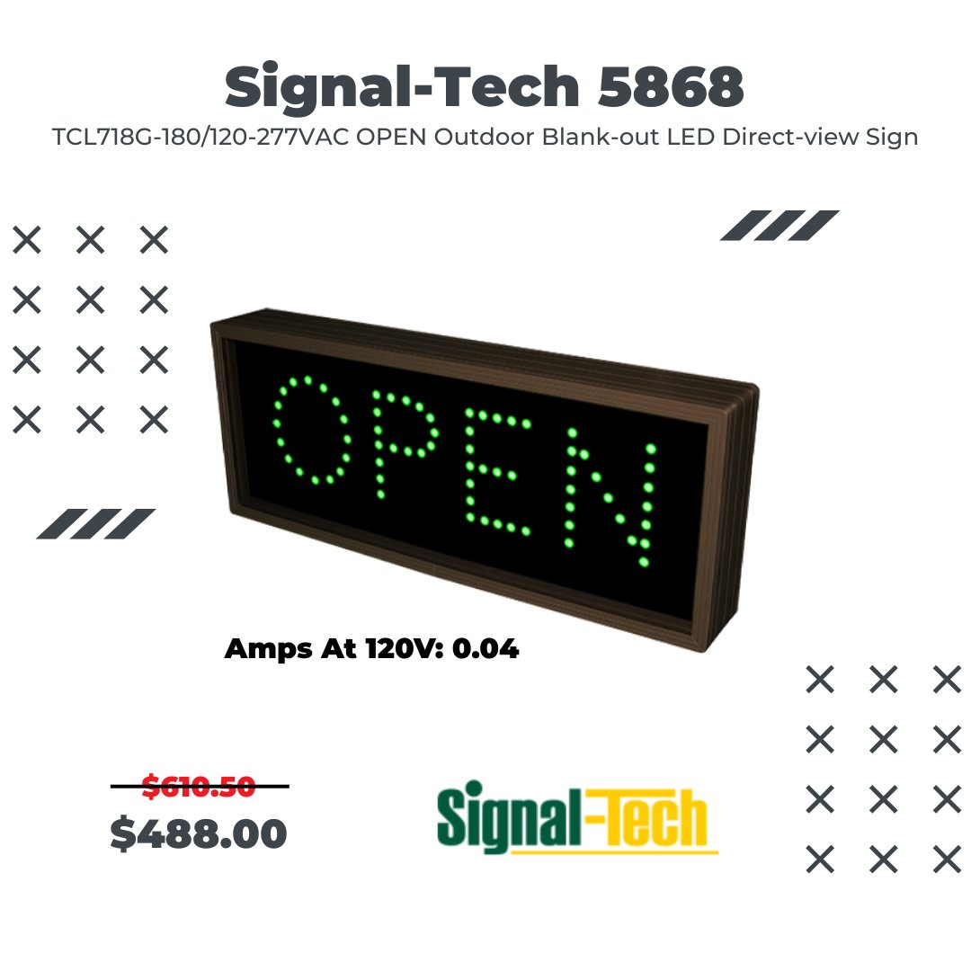 selectumstore's tweet image. 💡 Signal-Tech OPEN Sign – Sunlight Readable 💡 Ultra-bright LEDs, all-weather cabinet, 120–277VAC range. Blanks out when off, stands out when on. Perfect for high-visibility outdoor signage. 

#LEDSigns #SignalTech #RetailTech