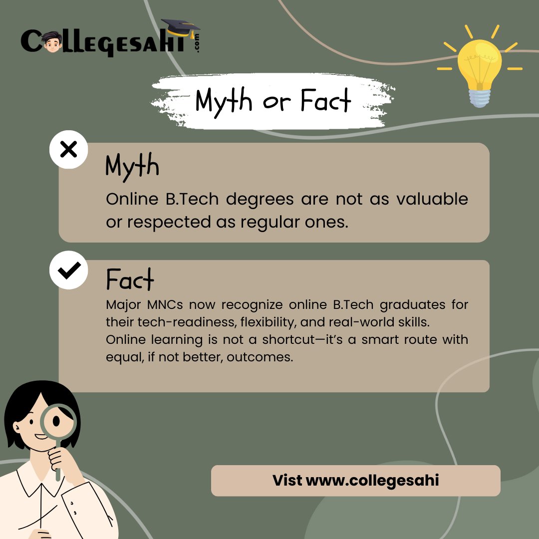 CollegeSahi's tweet image. Think online degrees don’t measure up? Think again. 🎓
Today’s top tech companies value what really matters: skills, not stereotypes

Visit: collegesahi.com

#OnlineBTech #TechEducation #CollegeMyths #StudySmart #FutureReady #SkillOverStereotype #Collegesahi #TechCareers