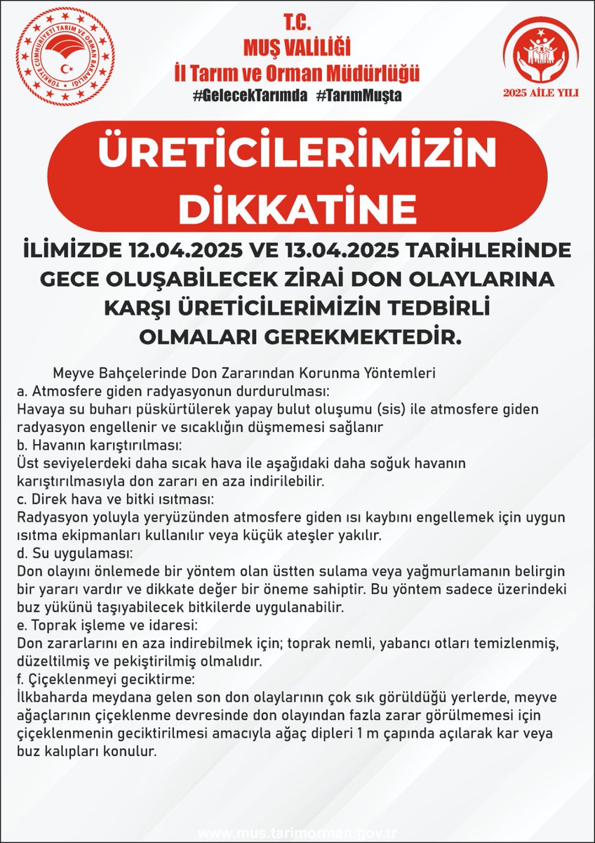 Bulank_Kymklk's tweet photo. 📍 Gece Oluşabilecek Zirai Don Olaylarına Karşı İlçe Vatandaşlarımızın Dikkatine https://t.co/nHj9uXNGA2