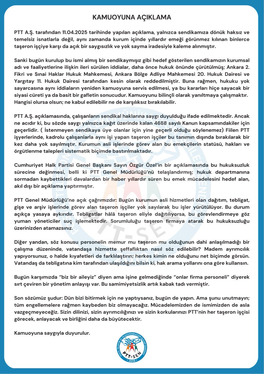 Kamuoyuna Açıklama