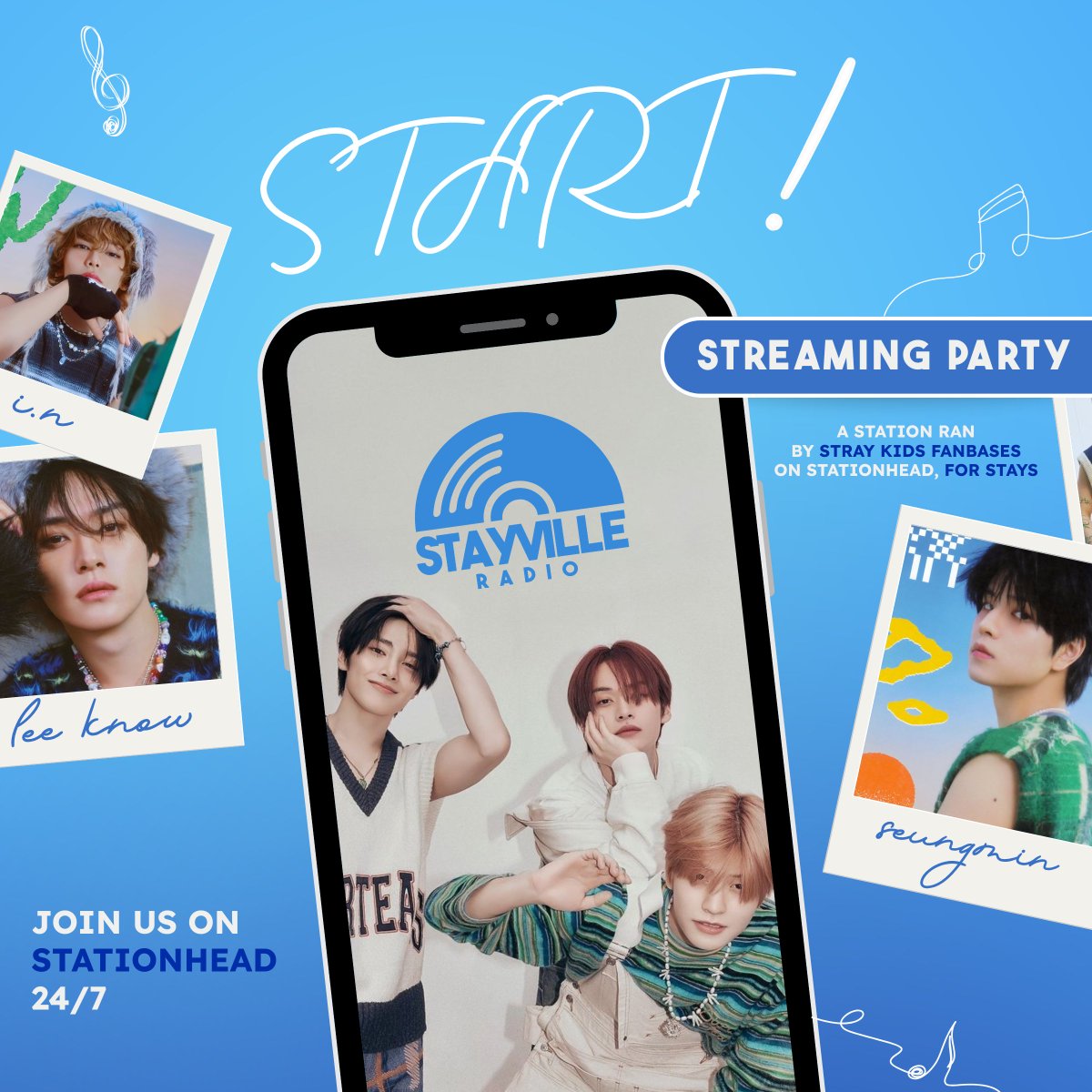 stayville_radio's tweet photo. 🔴 WE’RE ON AIR 🔴

Let’s celebrate the release of “START!” by #LeeKnow, #Seungmin and #I_N for #ResidentPlaybook ! 🩺 

Join us on the station (Spotify Premium and Apple Music users) or use one of our playlists 🎉
📻 https://t.co/4L578pACAe

#StrayKids #스트레이키즈
@Stray_Kids https://t.co/UxDPXDVL2s