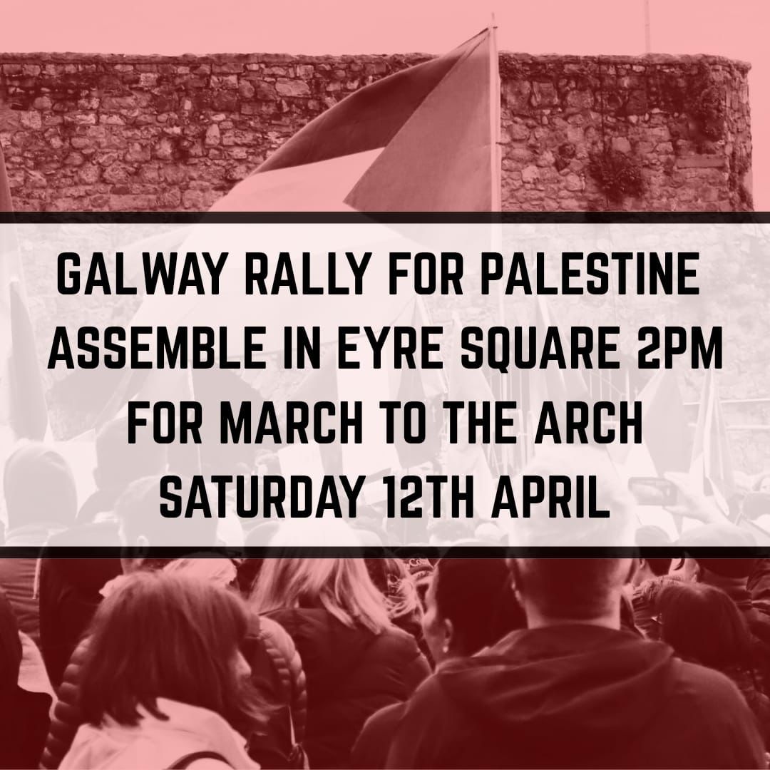 Rally for #Palestine in #Galway today.

(Eyre Square, 2pm)

Enough is enough after a year and a half of slaughter in #Gaza 

#GazaGenocide