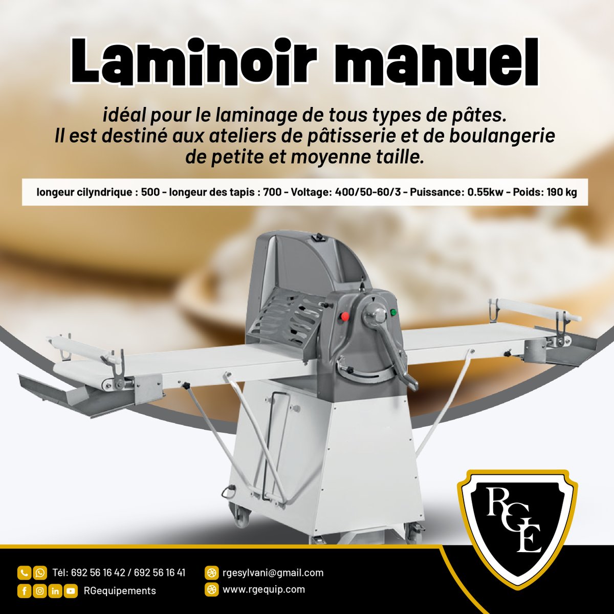 RoyalGrillEquip's tweet photo. Laminoir manuel: idéal pour le laminage de tous types de pâtes. Disponible chez #RoyalGrillEquipements #RGE #BonWeekEnd #Rotisserie #Cameroon #Douala #laminoir #bakery #KitchenEquipements https://t.co/OoQdiigdqI