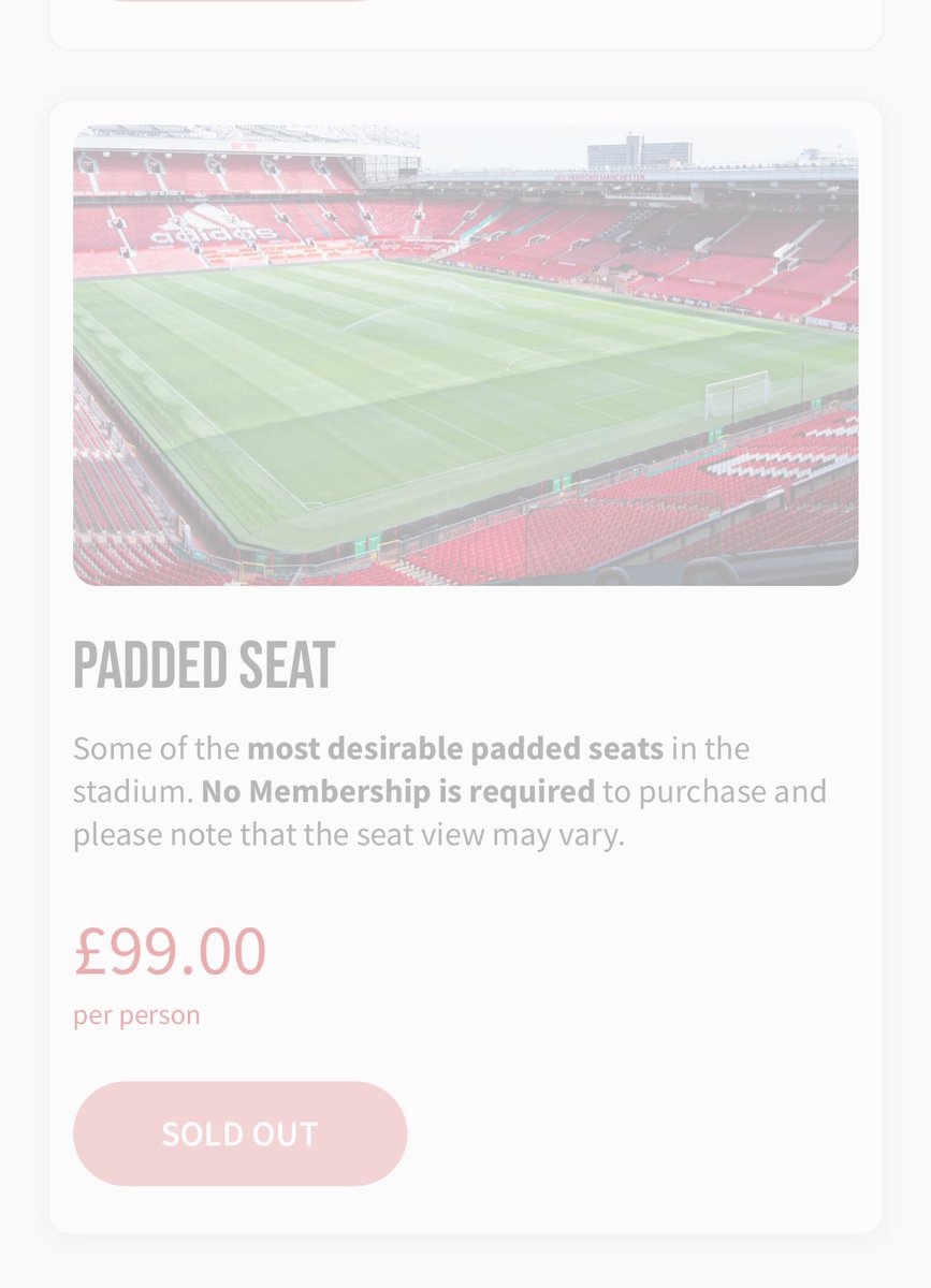 UTDKIE's tweet photo. Just letting you know this Hospitality package that needed NO membership is sold out?

I wonder how many Lyon Fans will be in OUR seats next week….

The club never ever learns and prioritises money over loyal fans and fan safety? Who’s to say we won’t get attacked if they’re there… and will the fans get the blame again?

We will see on Thursday but if I’m right then the club clearly shows that they couldn’t give a shit about fans..

Simple 

#GlazersAreScumOfTheEarth #GlazersAreGreedyTouts #GlazersAndRatcliffeOut #GlazersOutNOW #GlazersAreVermin #GlazersBURNinHELL #GlazersAreScumbags #RatcliffeOut #IneosOut #FullSaleOnly #GlazersOut