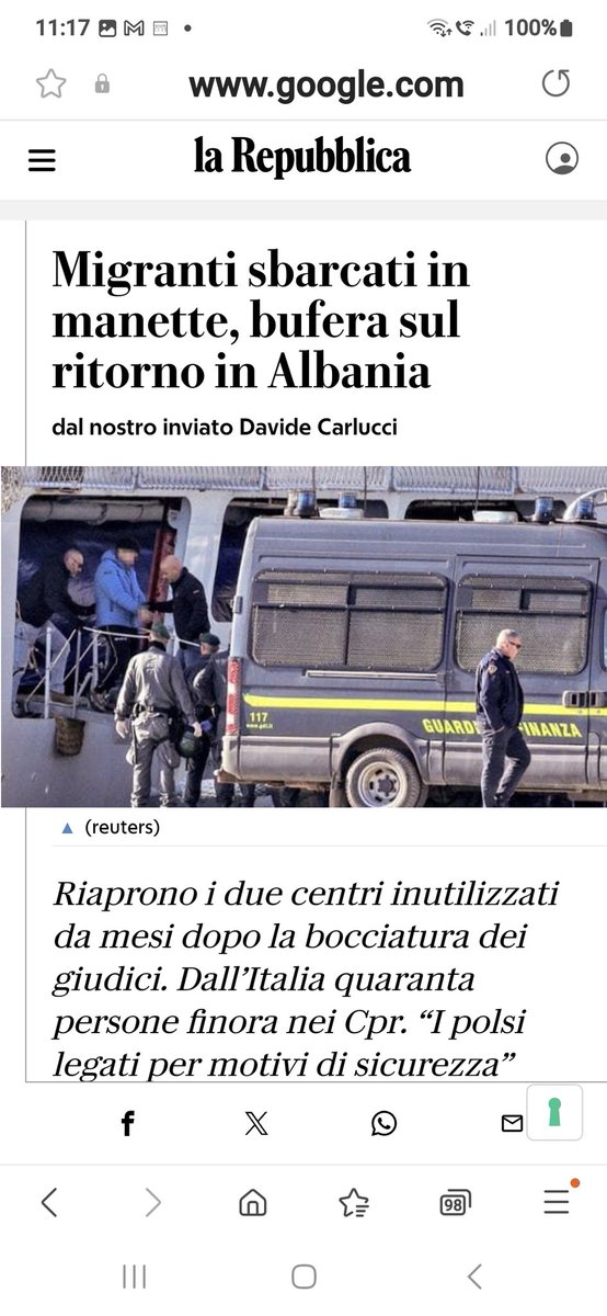 baffi_francesco's tweet photo. Sbarcati ammanettati e legati 40 migranti nel lager albanese, c'e posto nei CPR in Italia, ma la propaganda della carciofara ha la priorità, ulteriore spreco di denaro pubblico. Cosa aspettiamo a mandare a casa questo governo di merda? https://t.co/DUwfB7DHSP