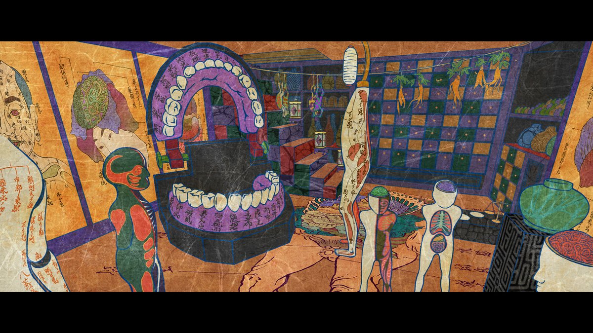 🏯背景美術🏯 📌「野間玄琢の部屋」 奥医師の部屋。脳が剥き出しとなっ