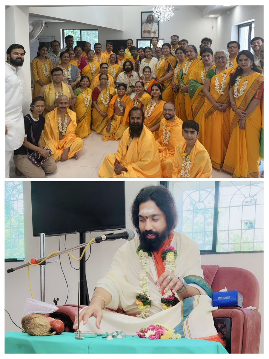 Brahmchaitanya's tweet photo. 🌟 What a divine moment! The Bramhopadesham for 40 blessed souls from TOK Mayur Colony, Kothrud, Pune, was a heartwarming success with Swami Brahmachaitanya! The Dwijas (twice-born) shone with joy & sacred smiles. ✨ #Upanayan #SpiritualBliss https://t.co/yqR0qLSWbo
