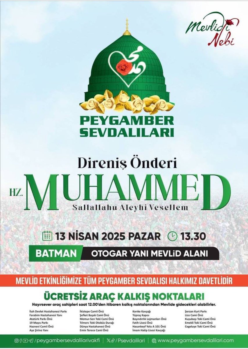Yarın şehrimizde Peygamber Sevdalıları Vakfının organize edeceği “Direniş Önderi Hz. Muhammed” temalı programa teşkilat olarak davet edildik.

Merkez İlçe Başkanlığı olarak tüm teşkilatımızla programa katılacağız. 

Tüm hemşerilerimizi de programa katılmaya davet ediyoruz.