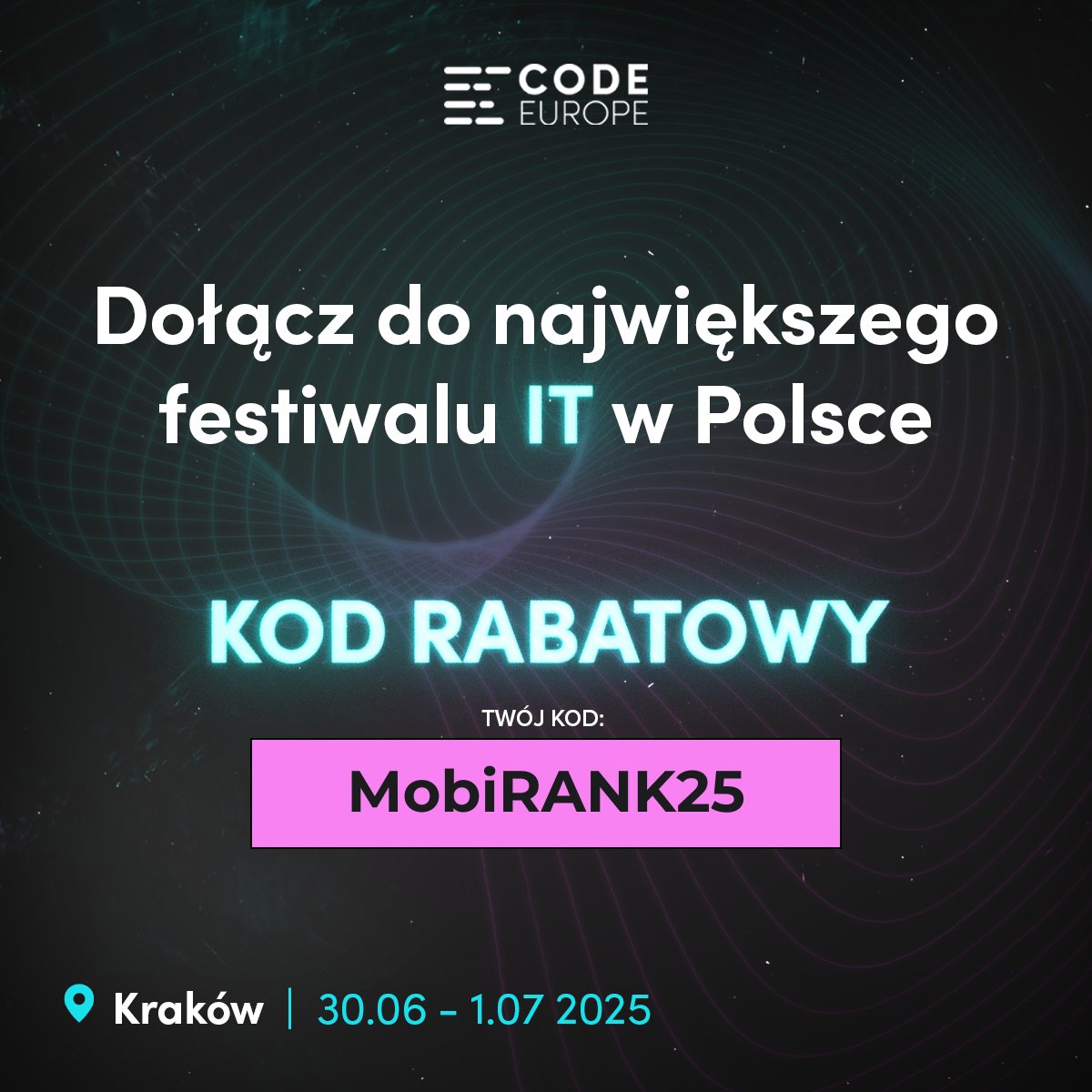 mobirankPL's tweet image. Dołącz do #CodeEurope, największego festiwalu technologicznego w Polsce!
⏰Zapisz datę: 30 czerwca - 1 lipca 2025 r.
Lokalizacja: ICE Kraków
Złap zniżkę z kodem: MobiRANK25
⤵️
mobirank.pl/2025/04/12/got…
Sprawdź pełny harmonogram na codeeurope.pl