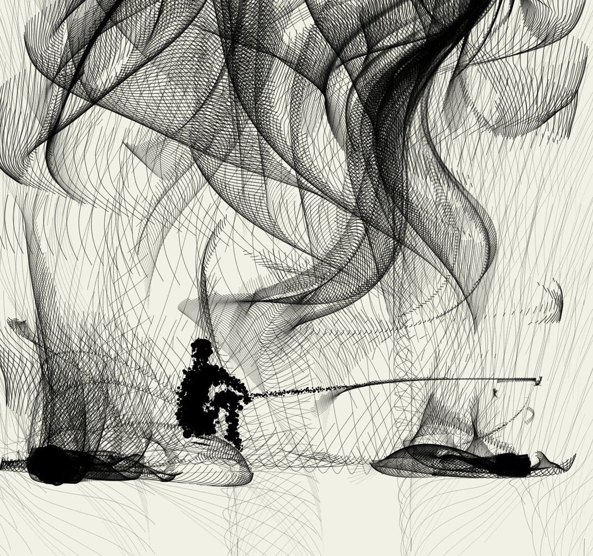 Generative art sketch. 80% code and math, with a bit of unique data for a splatter algorithm. Standalone 16KB JavaScript. #creativecoding #genart