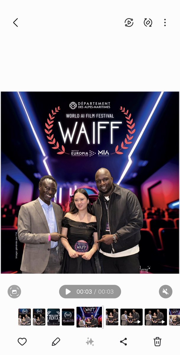 Fier d’annoncer que "Thiaroye 44 (Jambaar remix)" a remporté le 3e prix du @worldaifilmfestival à Nice !
À la mémoire des Tirailleurs, au #Sénégal et à l’Afrique qui gagne !
Avec <a href="/dipdunduguiss/">Califat</a>
S/O <a href="/paoumart/">Pape Oumar Diagne</a> <a href="/hussein/">tamer</a>.dembel.sow @laurabuibui <a href="/oumardiaw/">Oumar DIAW</a> @thiek_2.0 @aisdiaw
#AiMade