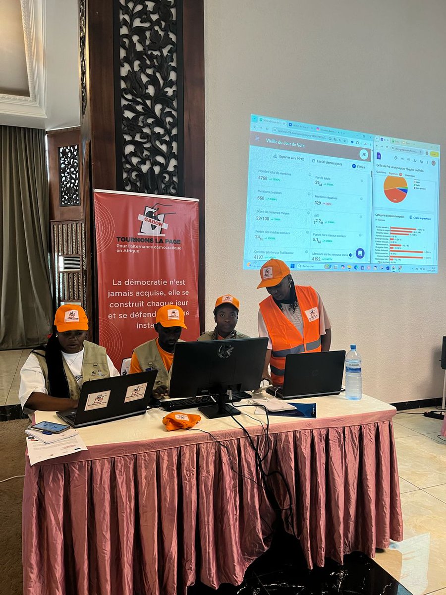 TournonsLaPage's tweet photo. 🔴#Gabon: @FabriceMauries visite la coordination d'observation électorale installée par @TournonsLaPage, le @Observateurs_Ga &amp; la Mission d’observation électorale des Organisations de la société civile, dans le cadre de la présidentielle de ce samedi 12 avril 2025. https://t.co/O8NK7B5pF4