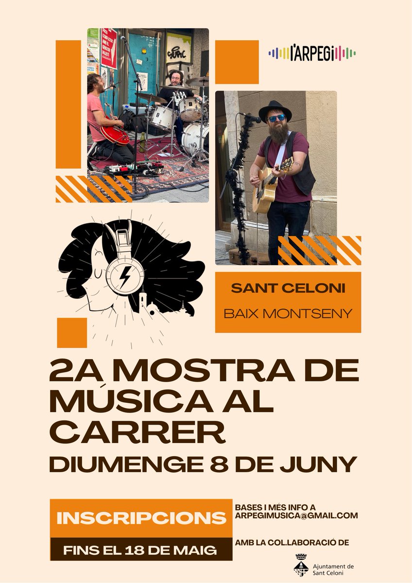 ArpegiMusica (@arpegimusica) on Twitter photo 𝟮𝗮 𝗠𝗼𝘀𝘁𝗿𝗮 𝗱𝗲 𝗠ú𝘀𝗶𝗰𝗮 𝗮𝗹 𝗖𝗮𝗿𝗿𝗲𝗿
📣 Inscripcions obertes. Omplim els carrers de Sant Celoni amb el talent musical del Baix Montseny.
Tens un projecte musical?
✅Bases tuit.cat/wlyak
✅Inscripcions tuit.cat/r1vGk
Info a arpegimusica@gmail.com 𝟮𝗮 𝗠𝗼𝘀𝘁𝗿𝗮 𝗱𝗲 𝗠ú𝘀𝗶𝗰𝗮 𝗮𝗹 𝗖𝗮𝗿𝗿𝗲𝗿
📣 Inscripcions obertes. Omplim els carrers de Sant Celoni amb el talent musical del Baix Montseny.
Tens un projecte musical?
✅Bases tuit.cat/wlyak
✅Inscripcions tuit.cat/r1vGk
Info a arpegimusica@gmail.com