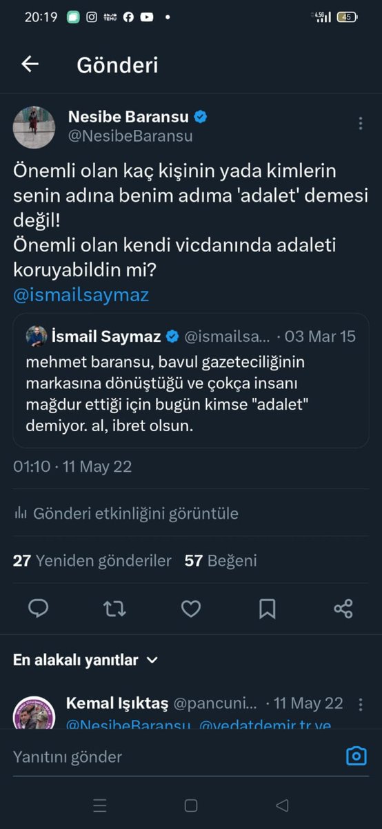 Lütfen Okuyun❗
Ayıbı kaybedeli çok oldu!
İsmail saymaz aşağıda paylaştığım görselde ki tweet'i utanmadan attığında, eşim Baransu tutukluydu, cevap hakkını kullanamayacak birine kahpece vurmayı çok iyi bildi!
Şimdi ise  muhalifimsi gazeteceliğinin bedelini ödeyemeyeceğini