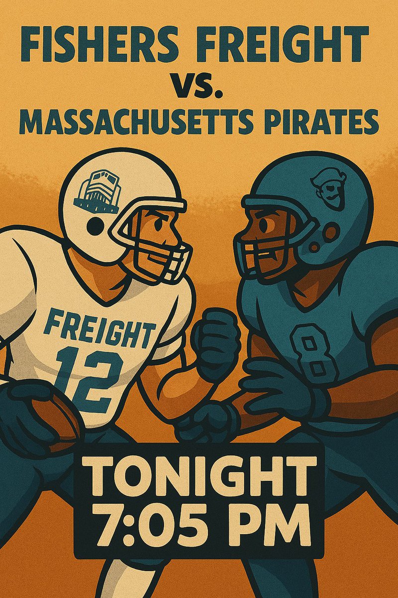 FreightYardFB's tweet photo. It’s Game Day! 

Fishers Freight 🚂 vs. Massachusetts Pirates 🏴‍☠️

Kickoff at 7:05 PM. 

Can the Freight stay undefeated or are the Pirates getting their first W of the season? 

#FishersFreight #MassachusettsPirates #IFL #IndoorFootball https://t.co/cXScbNDPSH