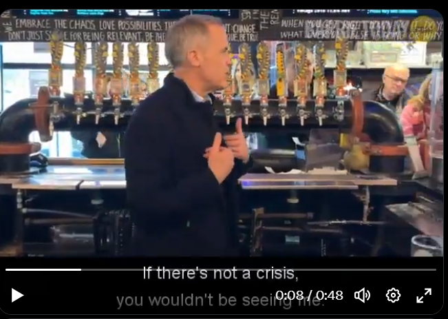 Magda_Lena_CAN's tweet photo. "If there's not a crisis, you wouldn't be seeing me." , "I'm not that good in peacetime" @MarkJCarney 
HE NEEDS A CRISIS. That's why they refused to negotiate with Trump before. To fuel this. When they tell you who they are, believe them.
Video: https://t.co/PvxRRHImRQ https://t.co/qruQ6cP3KH