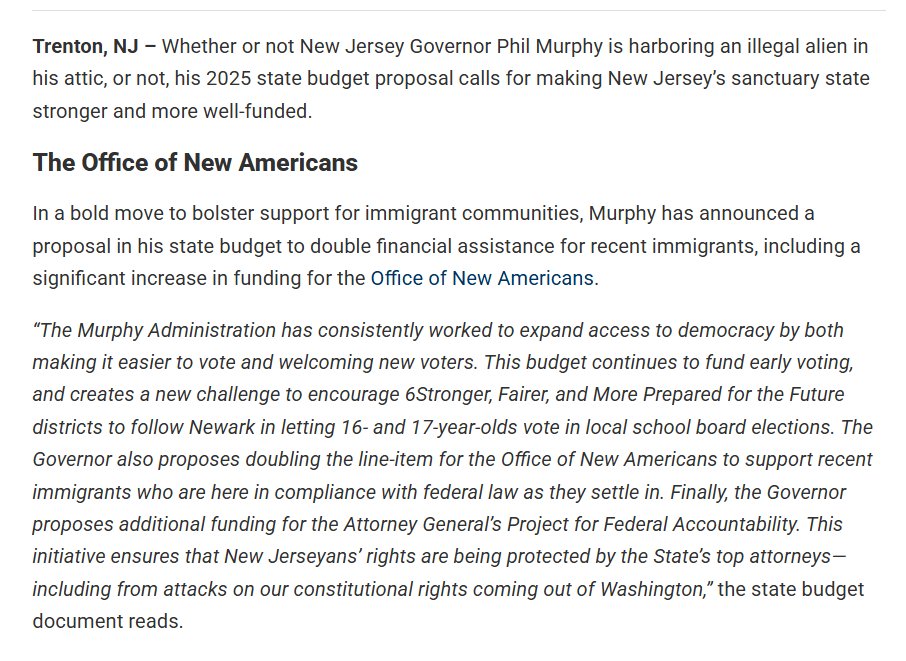 Cathlee88104435's tweet photo. @realDonaldTrump @PhilMurphy @SenBooker overtaxes the state of NJ w/sanctuary goals w/Illegals; refuses to co-operate with @DOGE @RealTomHoman @ICEgov @SocialSecurity #USAIDfraud. Murphy #1 covid-19 Tyrant isolating elders from families & illegal lockdown mandates & #MailinVoterFraud⚖️ https://t.co/4JXmonpaaI